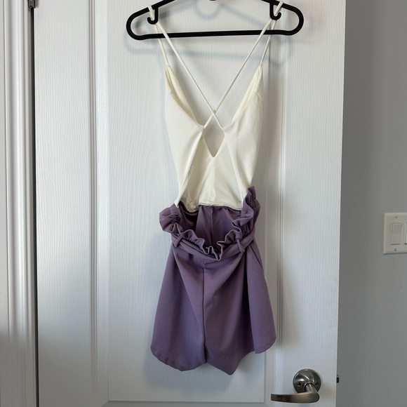 Lavender and White Romper - Picture 3 of 6